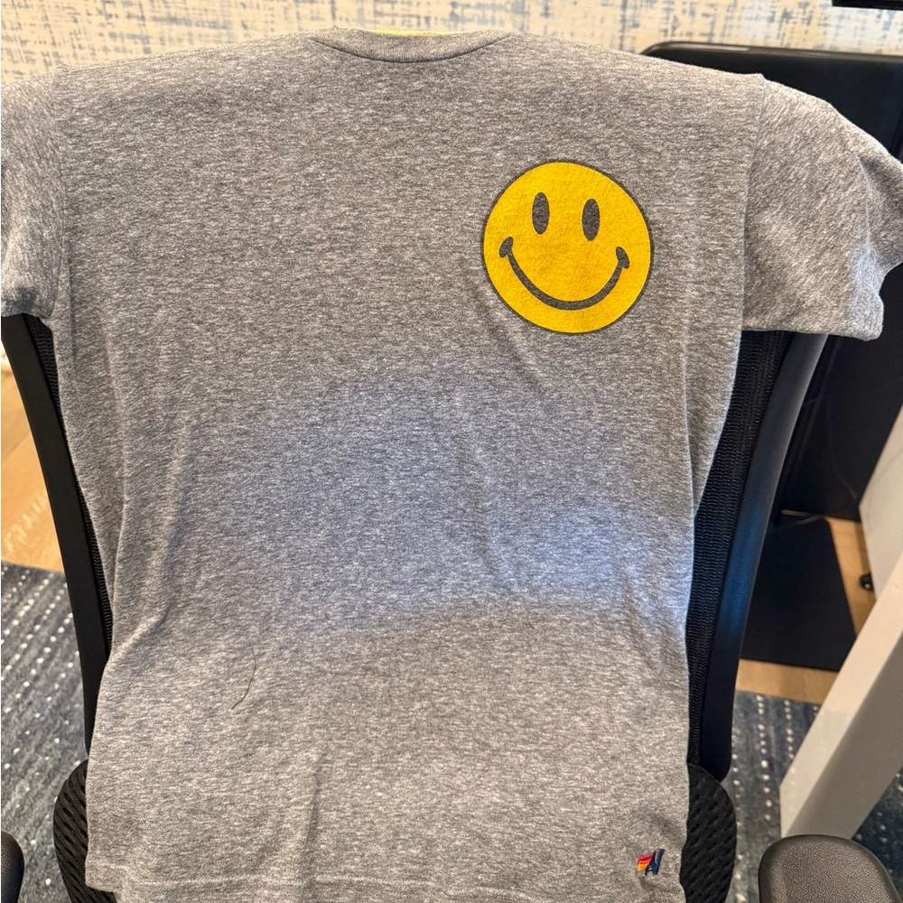 Aviator Nation Heather Gray Top with Yellow Emblem